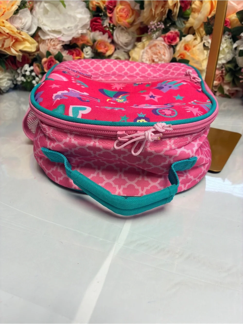 Stephen Joseph Princess Insulated Lunch Box Pink Teal Kids Zip Lunch Bag Pocket